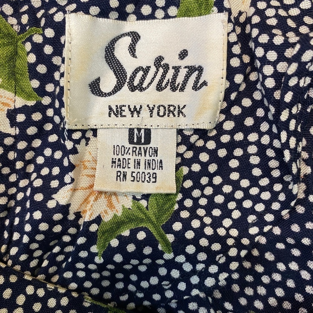 Sarin Polka Dot & Floral Print Vintage Dress (Size:M, Color:Black/White/Multi) - Picture 3 of 3